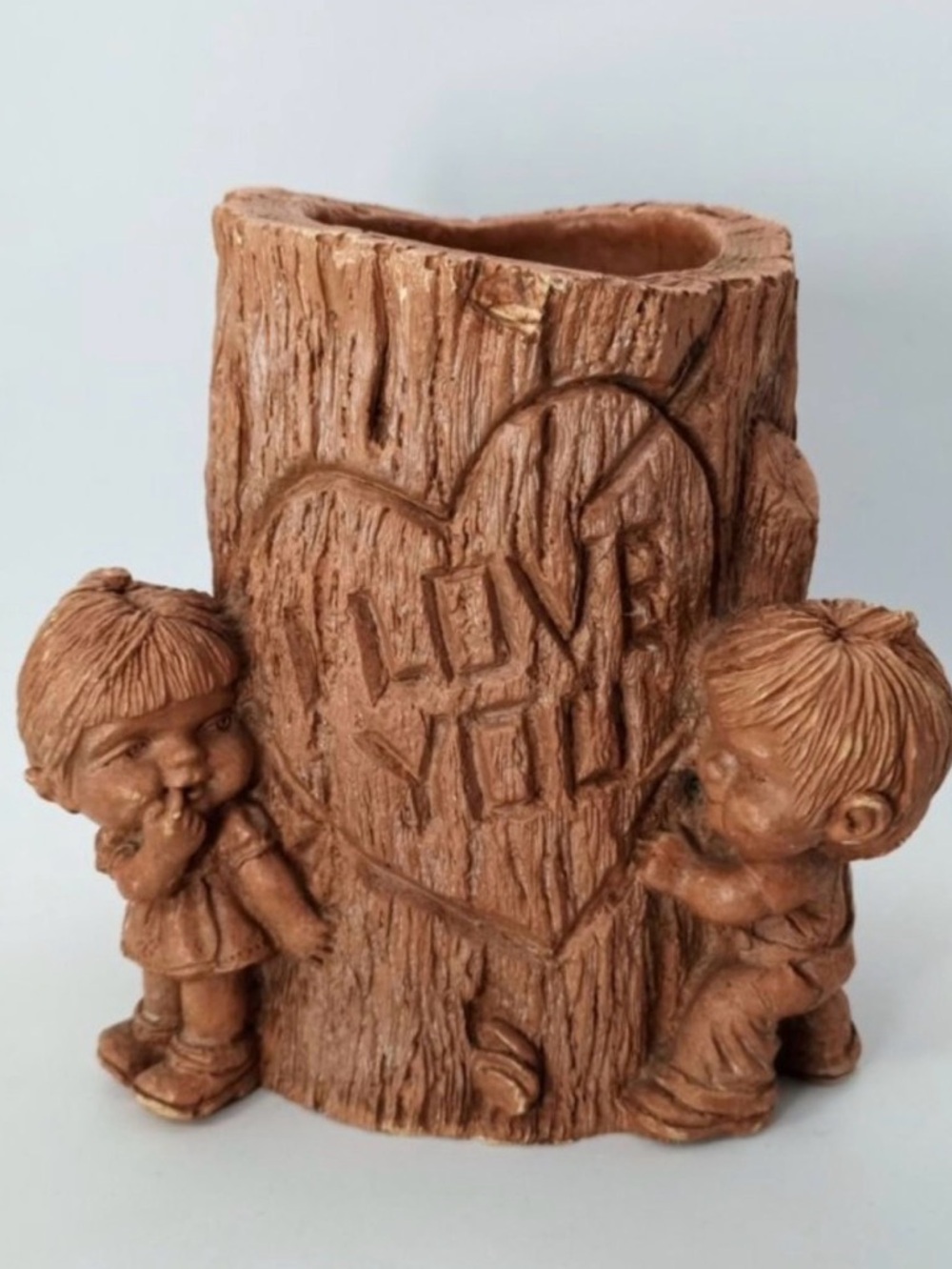 1970s LOVE Tree Stump Planter